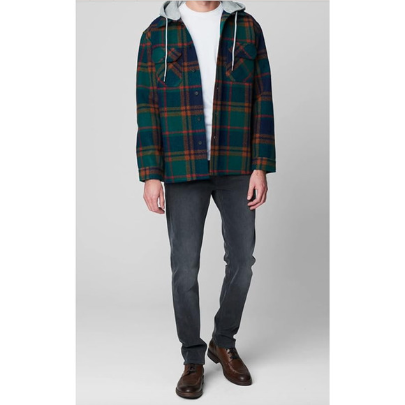 Blank NYC Mens Plaid Heavy Shacket Shirt With Removable Hood Jacket Size M - Picture 12 of 12